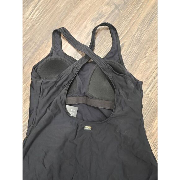Jones New York Black One Piece Swimsuit L NWT $75 Cross Back Built-In Bra - Picture 9 of 10